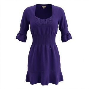 Karen Millen Vibrant Purple Knit Mini Dress Size 2 Designer Cocktail Feminine